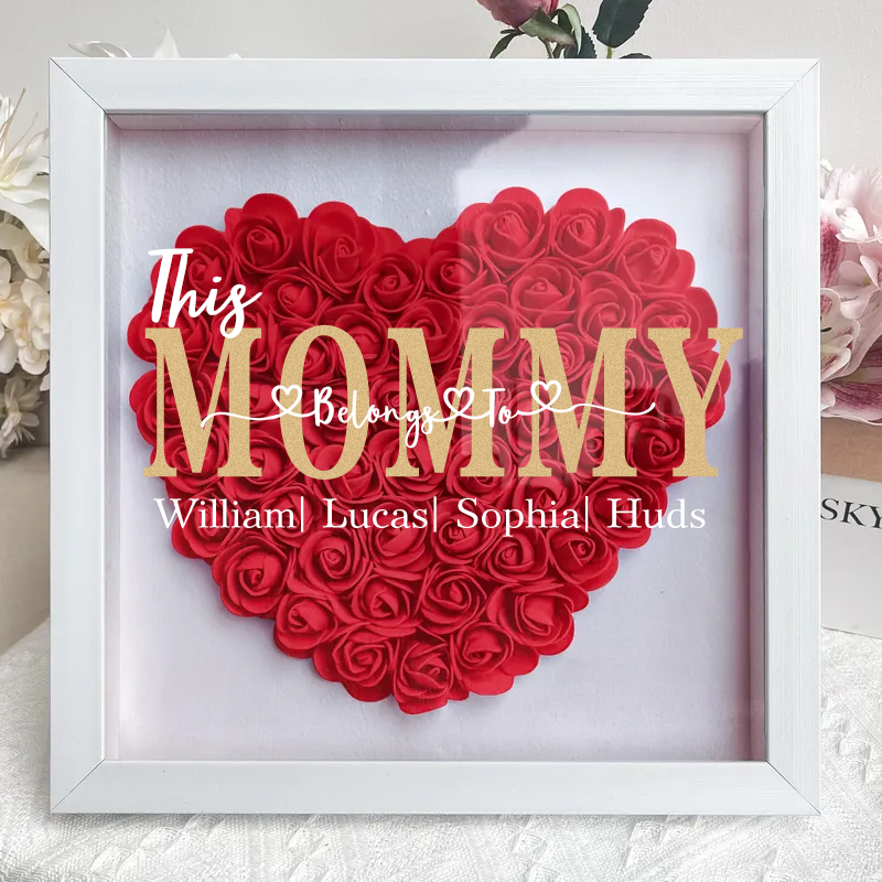 'This MOM Belongs to' - Personalized Flower Shadow Box - Mother's Day Gift-forlovever