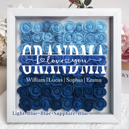 Mom/Grandma We Love You - Personalized Square Shaped Flower Shadow Box-forlovever