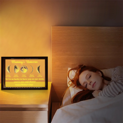Led light frame with text and date - Mom's universe-forlovever