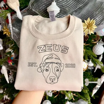 Custom Embroidered Pet Silhouette Christmas Sweatshirts, Perfect Christmas Gift For Pet Lovers