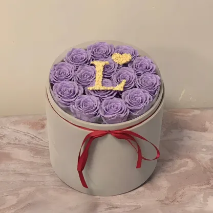 Glitter Rose Box With Initial Couple Gift