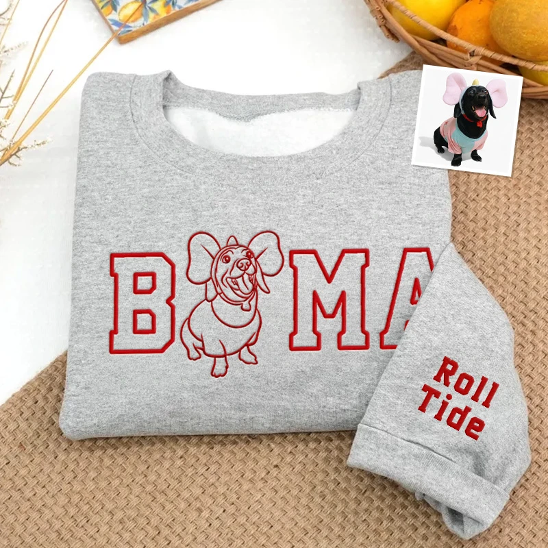 Custom College Team Embroidered Sweatshirt – Personalized College Spirit Wear, Pet Protrait Embroidered Sweatshirt, Game Day Outfit-forlovever