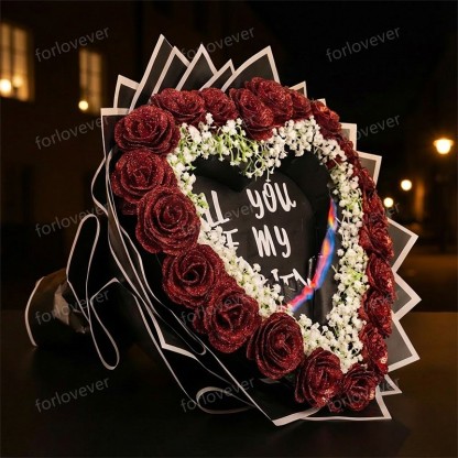 Will You Be My GF-Glitter Rose Profess Bouquet