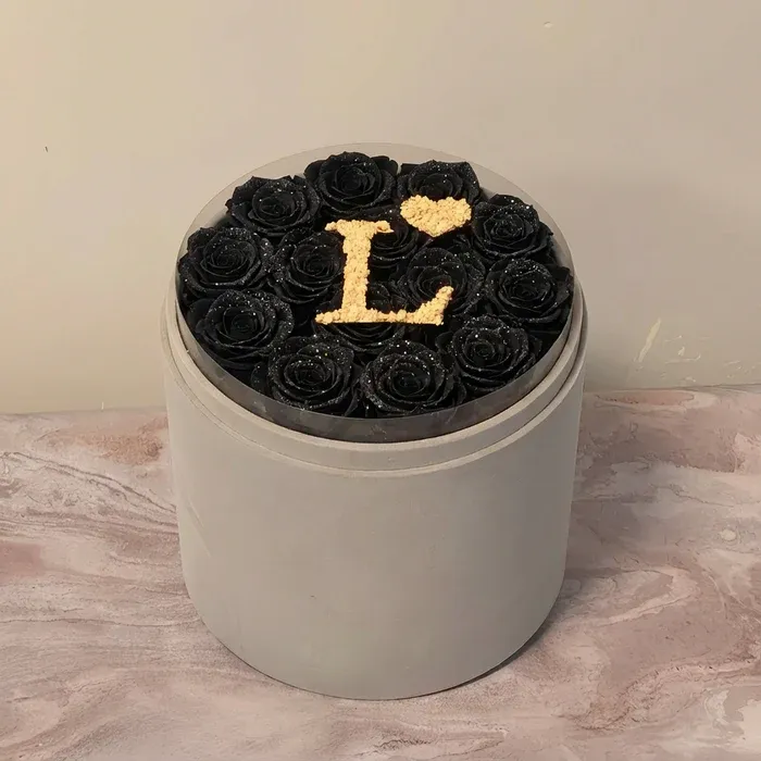 Glitter Rose Box With Initial Couple Gift