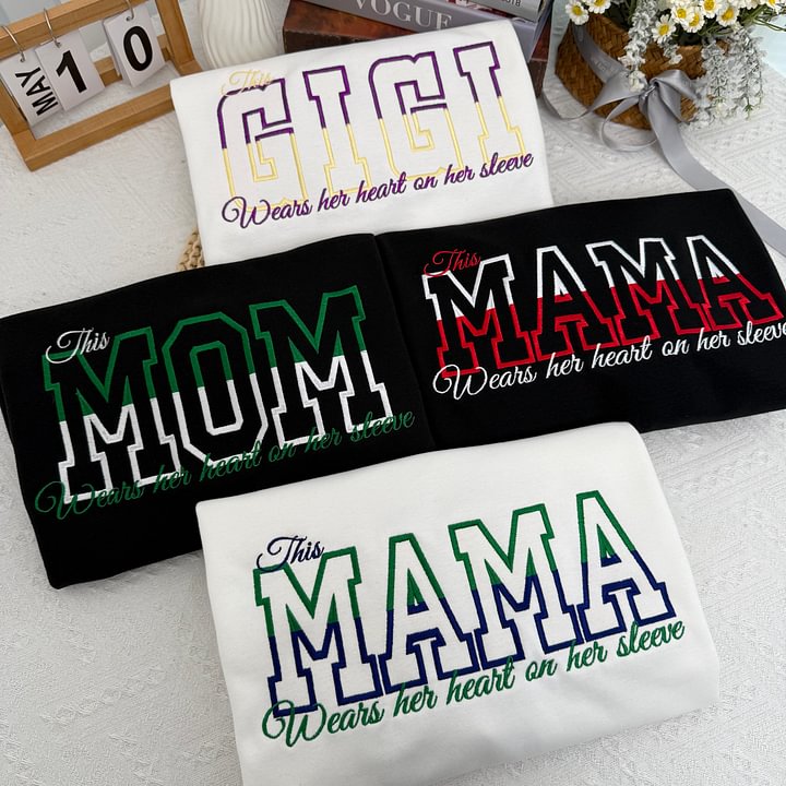 Wear Your Heart on Your Sleeve – Personalized Two-Tone Mama Sweatshirt with Kids' Names | for Mother's Day Gift