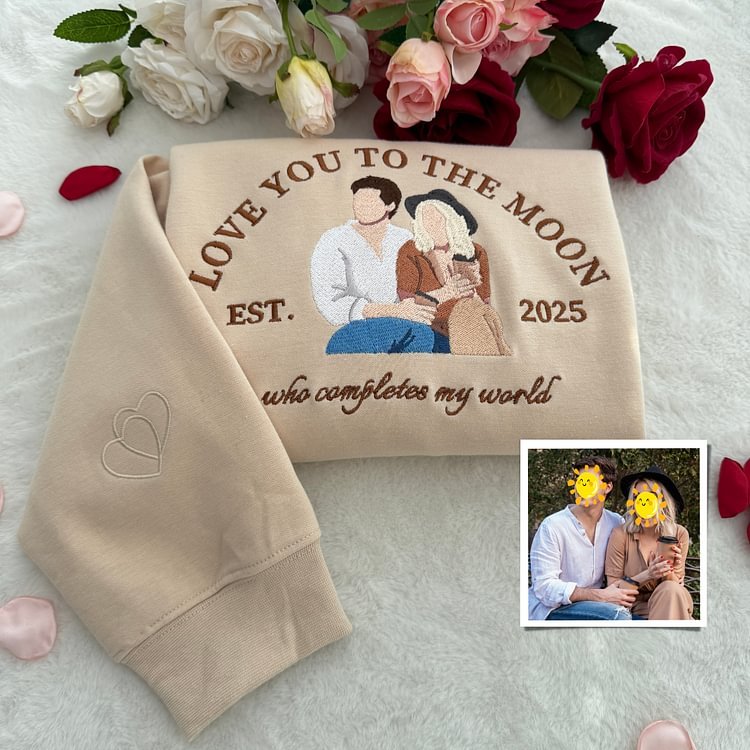 I Feel In Love With You Custom Couple Embroidered Hoodie with Your Text & Date