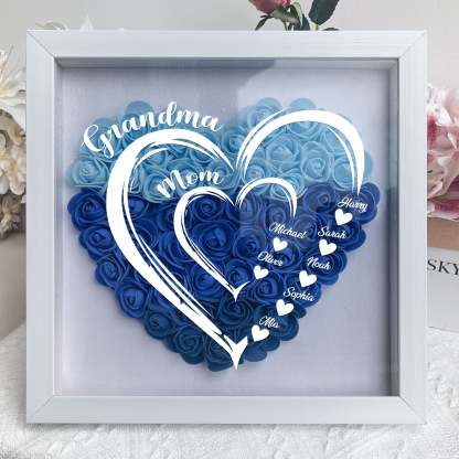 Grandma Hearts Mom Hearts - Personalized Flower Shadow Box-forlovever