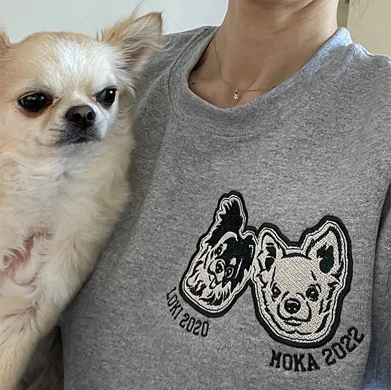 Custom Embroidered Pet Portraits Simple Icons T-Shirt, Sweatshirt, Hoodie-forlovever