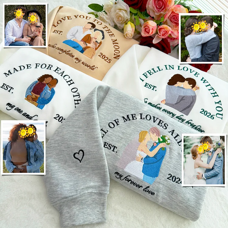 I Feel In Love With You Custom Couple Embroidered Hoodie with Your Text & Date