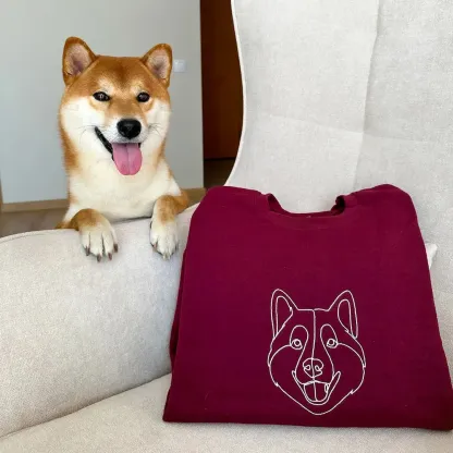 Custom Embroidered Sweatshirt,Pet Face Sketch Embroidery