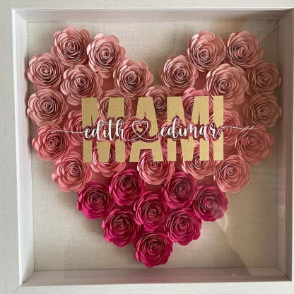 Mom Heart Shaped Monogram Flower Shadow Box Gift For Mothers-forlovever