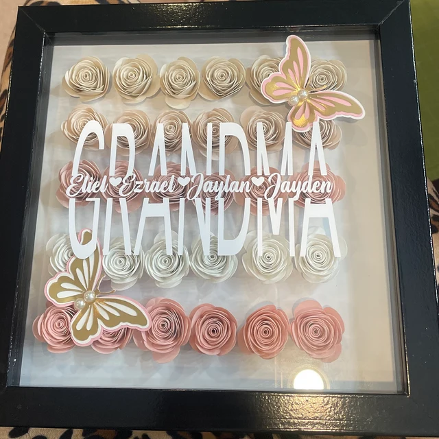Personalized Mom Flower Shadow Box with Kid's Names Gift Ideas For Mom Grandma-forlovever