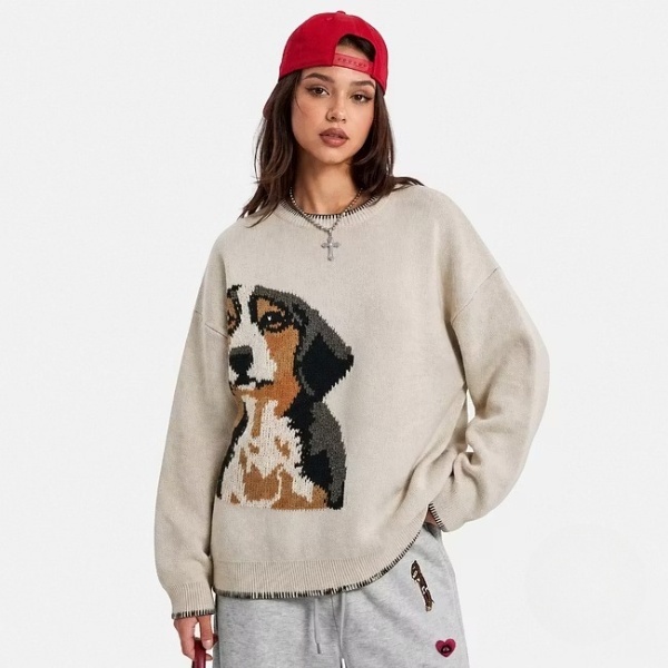 Custom Pet Portrait Knit Sweater – Personalized Dog & Cat Sweater with Side-Placement Design