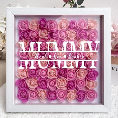 Mom Square Shaped Monogram Flower Shadow Box Gift-forlovever