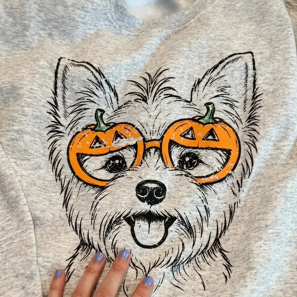 Custom Halloween Pet Portrait Sweatshirt – Custom Dog & Cat Pumpkin Glasses Crewneck