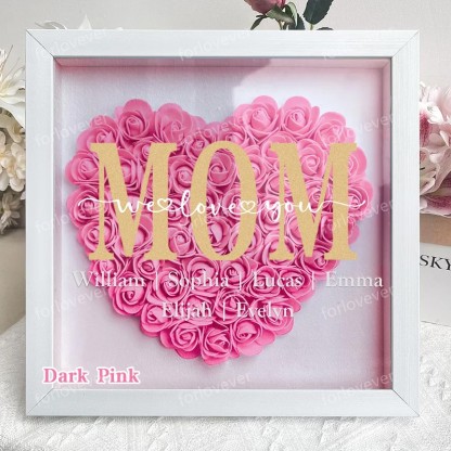 Personalized Mom Flower Shadow Box, Mother's Day Gift, Mom's Rose Frame Box, Flower Gift Box for Mom Grandma Nana, Birthday Gifts for Mom-forlovever