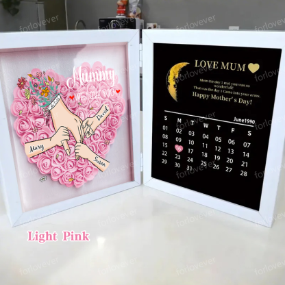 Mum We Love You With REAL MOON PHASE Anniversary Calendar - Personalised Mum & Grandma Flower Shadow Box with Names-forlovever