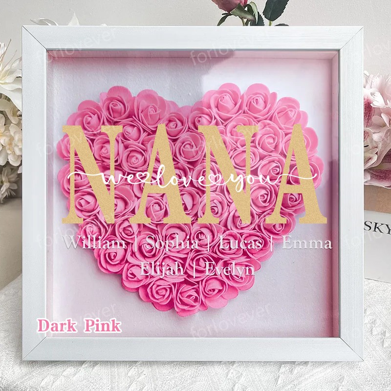 Personalized Mom Flower Shadow Box, Mother's Day Gift, Mom's Rose Frame Box, Flower Gift Box for Mom Grandma Nana, Birthday Gifts for Mom-forlovever
