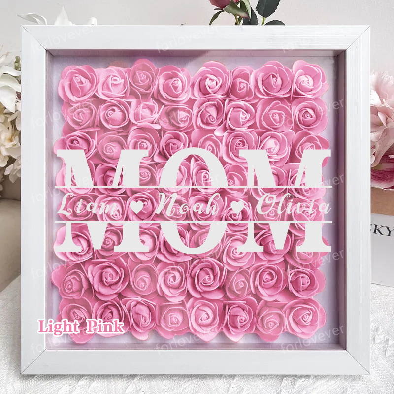 Mom Square Shaped Monogram Flower Shadow Box Gift-forlovever