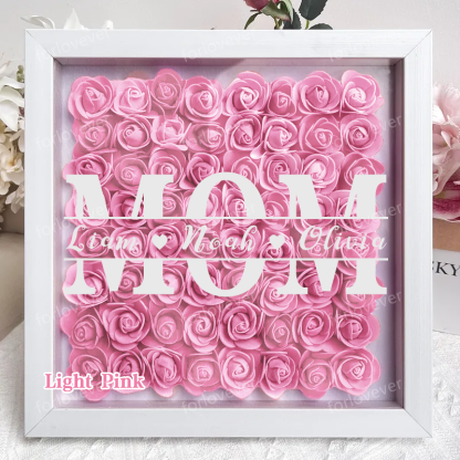 Mom Square Shaped Monogram Flower Shadow Box Gift-forlovever