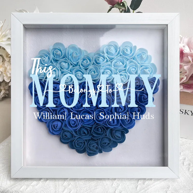 'This MOM Belongs to' - Personalized Flower Shadow Box - Mother's Day Gift-forlovever
