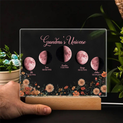 Mommy's Universe - Custom Moon Phase Wood Base Led Light-forlovever
