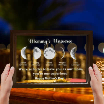 Led light frame with text and date - Mom's universe-forlovever