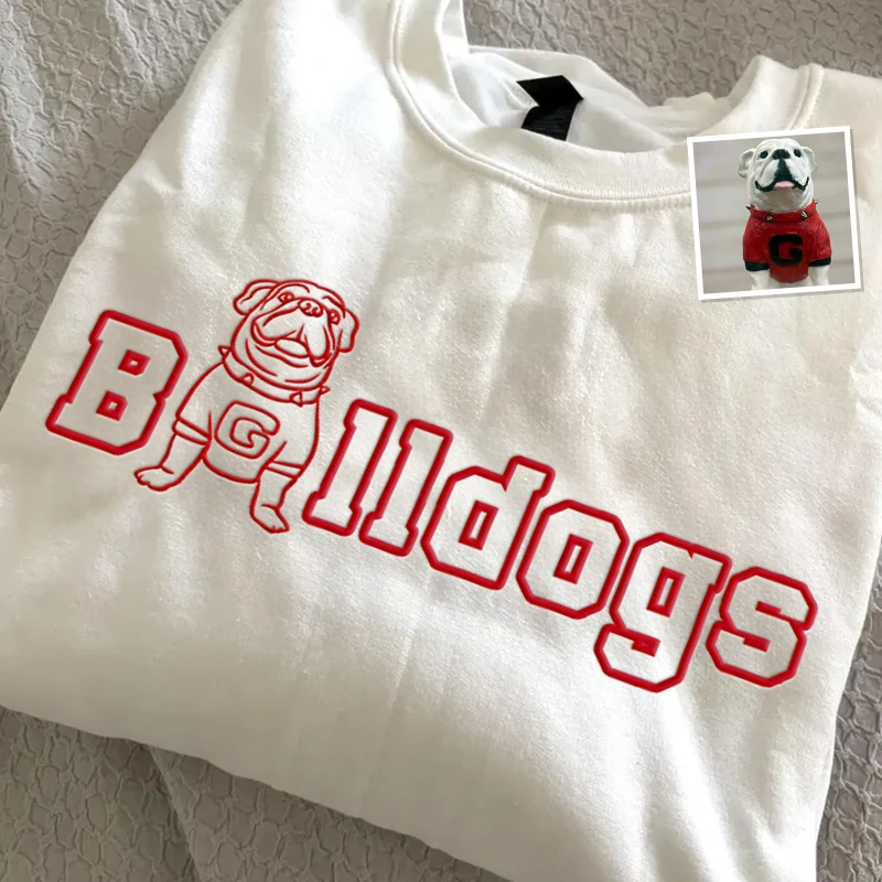 Custom College Team Embroidered Sweatshirt – Personalized College Spirit Wear, Pet Protrait Embroidered Sweatshirt, Game Day Outfit-forlovever