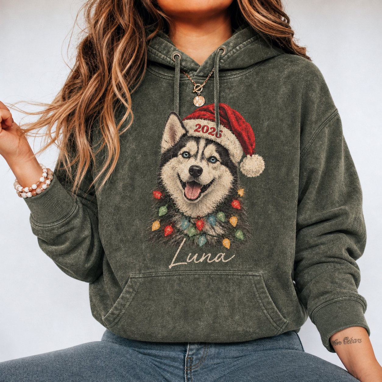 Personalized Pet Portrait Christmas Washed Sweatshirt – A Heartwarming Christmas Gift