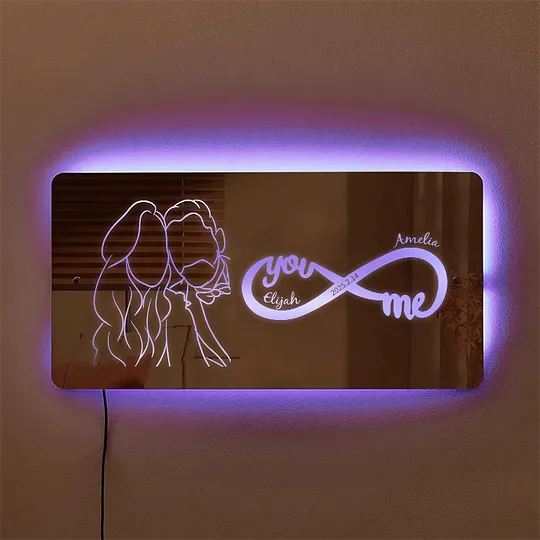 Customized Couple Profile Photo Infinity Symbol Mirror Light