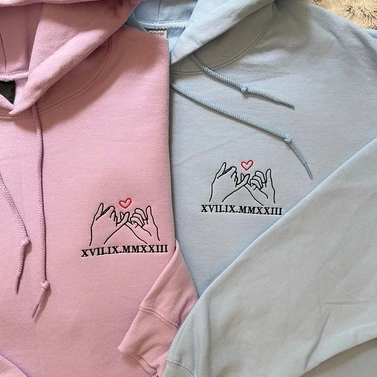Pinky Vow Custom Roman Numeral Couple Sweatshirts