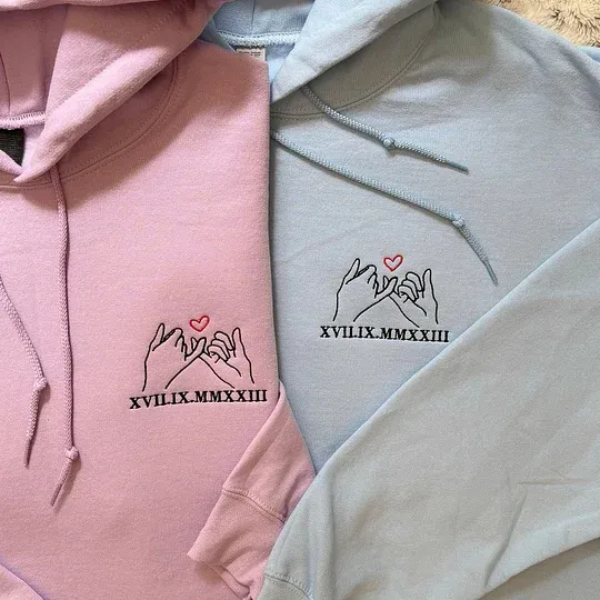 Pinky Vow Custom Roman Numeral Couple Sweatshirts