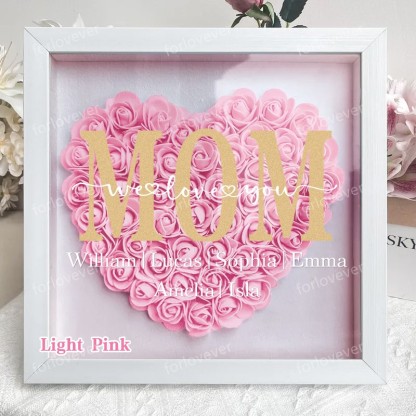 Personalized Mom Flower Shadow Box, Mother's Day Gift, Mom's Rose Frame Box, Flower Gift Box for Mom Grandma Nana, Birthday Gifts for Mom-forlovever