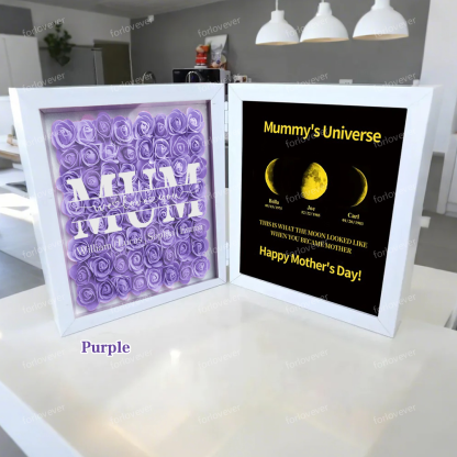 Mum We Love You With REAL MOON PHASE Anniversary Calendar - Mummy's Universe Personalized Square Shape Flower Shadow Box-forlovever