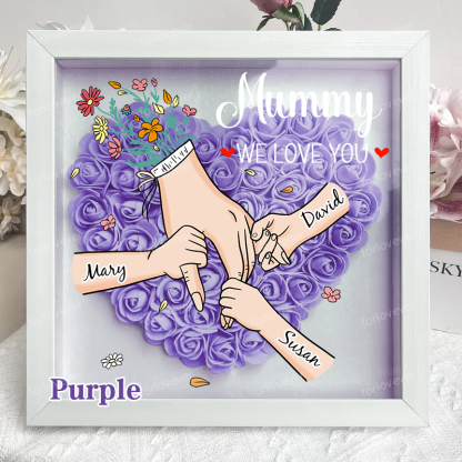 [preview]Family Love Blooms Forever – Personalised Mum & Grandma Flower Shadow Box with Names-forlovever
