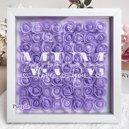 MOM-Love you- Personalized Flower Shadow Box Custom Name & Text Square Rose Frame Decorations Mother's Day Gift-forlovever