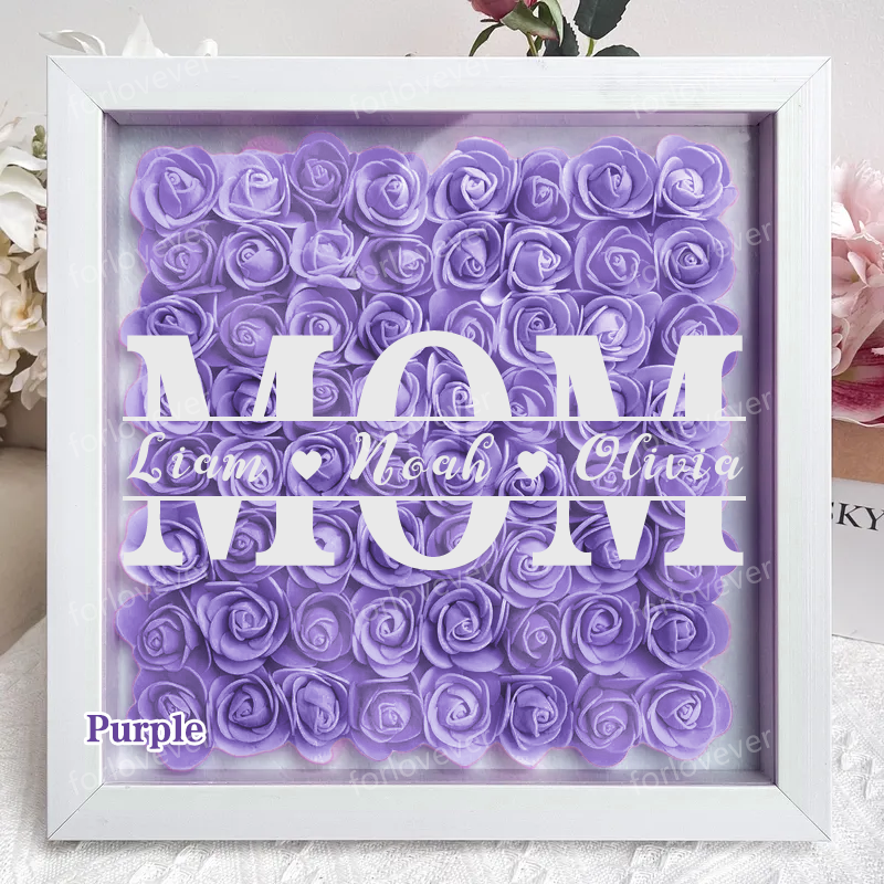 Mom Square Shaped Monogram Flower Shadow Box Gift-forlovever
