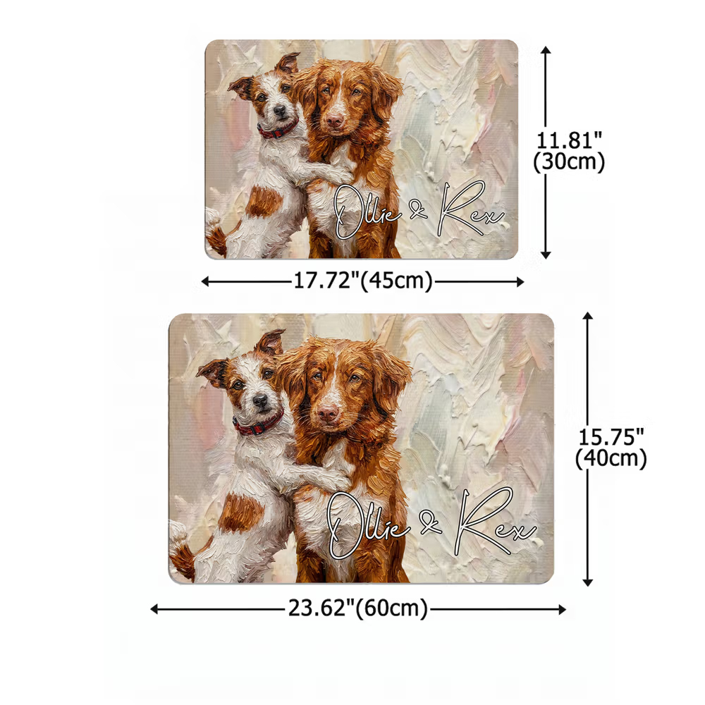 Personalized Oil Painting Style Pet Photo Food Mat with Name Home Decor Pet Supplies Birthday Gift for Cat Dog Pet Owner Lovers