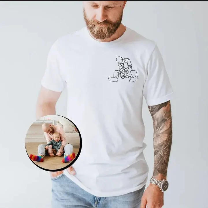 Custom embroidered photo portrait sweatshirt gift for dad, father's day