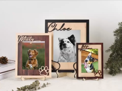 Custom Pet Memorial Frame, Personalized Wooden Picture Frame for Dog & Cat, Pet Loss Keepsake, Rainbow Bridge Remembrance Gift, Dog Mom Gift
