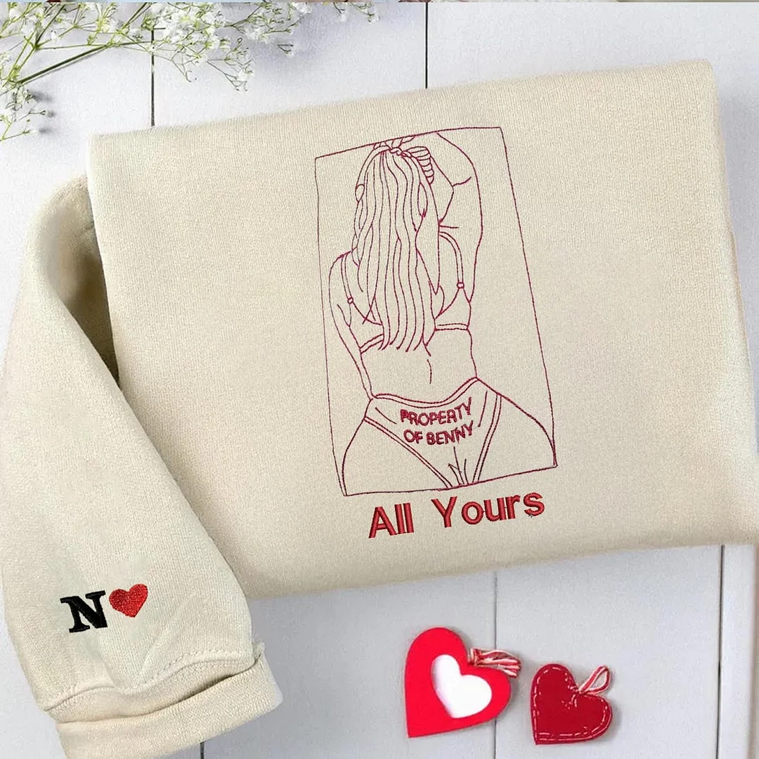 Custom Embroidered Sweatshirt – Personalized Sexy Portrait Gift for Him 