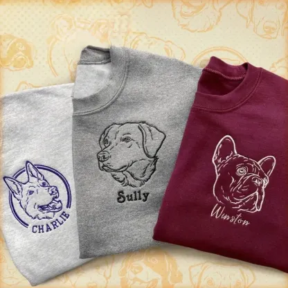 Custom Embroidered Dog Sweatshirt , Custom Pet Sweater , Embroider Sweater
