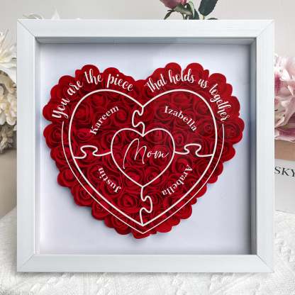 You Are The Piece That Hold Us Together - Personalized Flower Shadow Box-forlovever