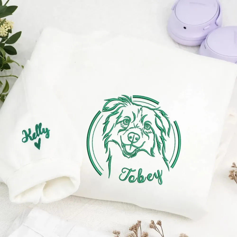 Custom Embroidered Hoodies with Pet Photo - Custom Dog Face Embroidered Sweatshirt from Photo - Personalized Cat Sweatshirt for Mom