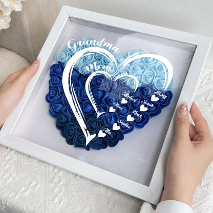 Grandma Hearts Mom Hearts - Personalized Flower Shadow Box-forlovever