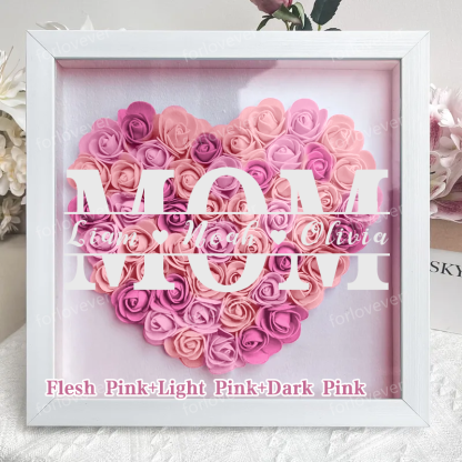 Mom/Grandma Heart Shaped Monogram Flower Shadow Box Gift-forlovever