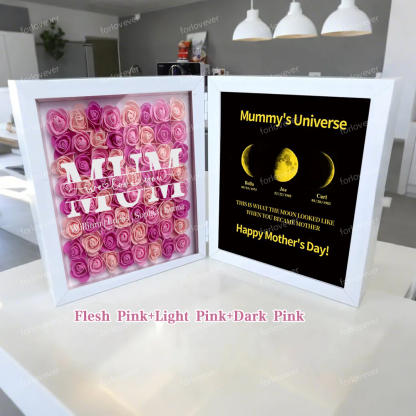 Mum We Love You With REAL MOON PHASE Anniversary Calendar - Mummy's Universe Personalized Square Shape Flower Shadow Box-forlovever