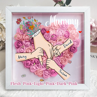[preview]Family Love Blooms Forever – Personalised Mum & Grandma Flower Shadow Box with Names-forlovever