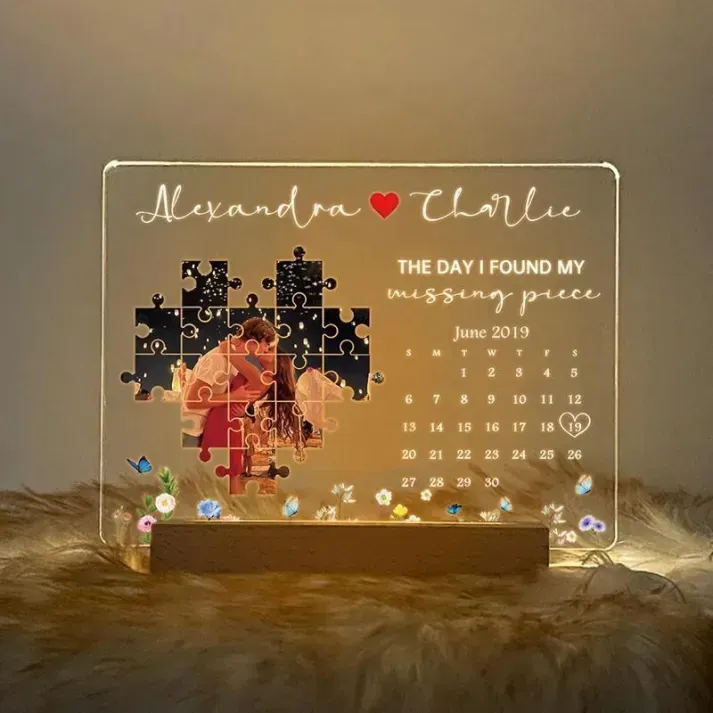 The Day I Found My Missing Piece Light Frame Personalized Gift