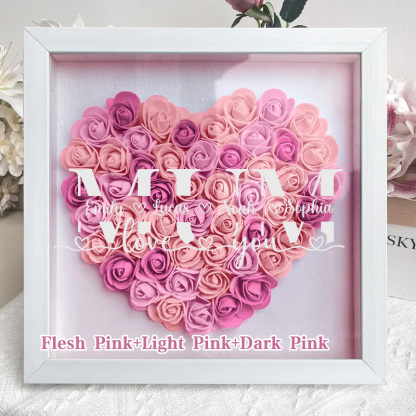 MOM-Love you- Personalized Flower Shadow Box Custom Name & Text Heart Rose Frame Decorations Mother's Day Gift-forlovever